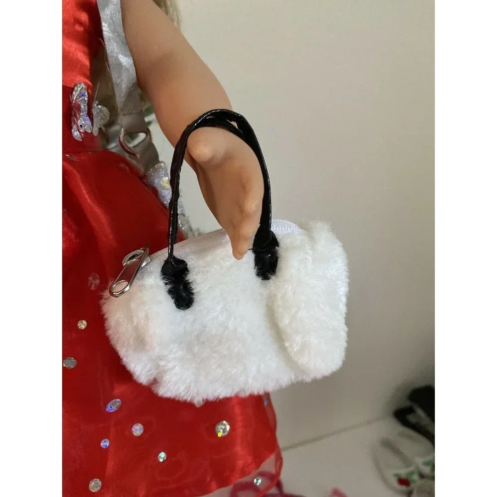 American Girl Battat OG Retired White Black Fluffy Hand Bag‎ for Dolls 16